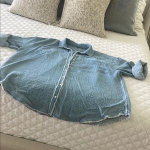 Aerie Textured Blue Shirt/cover up